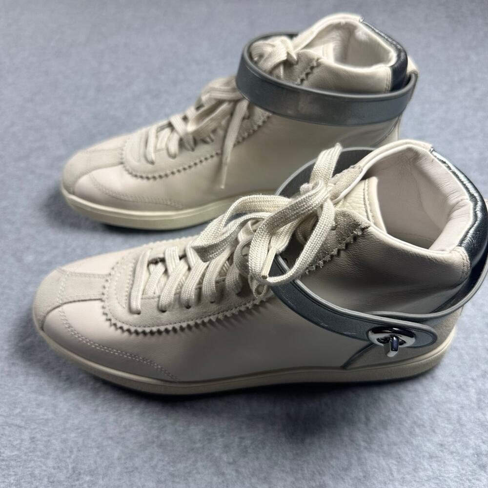 Coach C213 High Top Sneakers White Silver Leather Suede 9.5 - Picture 8 of 14